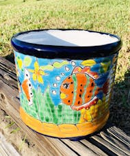Talavera Cylinder Pot- Fishes