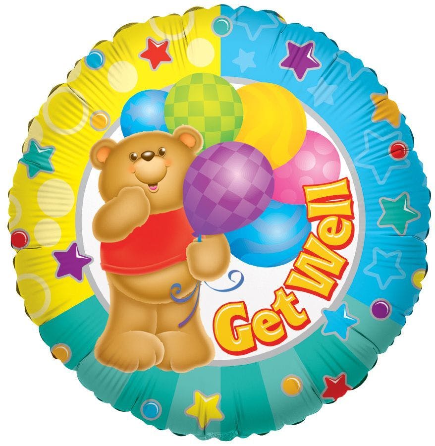 get well soon bear and balloons