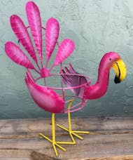 Metal Flamingo Plant Holder