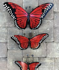 Red Metal Butterfly Garden Decor