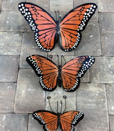 Orange Metal Butterfly Garden Decor