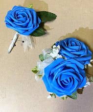 Azure Blue Corsage and Boutonniere Set (Silk)