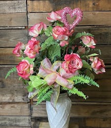 Dozen Pink Garden Roses (Silk)
