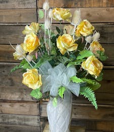 Dozen Yellow Garden Roses (Silk)