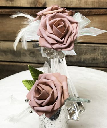Mauve Rose Corsage & Boutonniere Set (Silk)