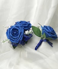 Royal Blue Corsage and Boutonnniere Set (Silk)