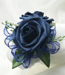 Navy Rose Corsage (Silk)