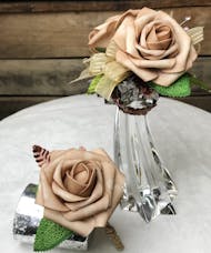 Taupe Rose Corsage & Boutonniere Set (Silk)