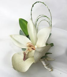 White Orchid Boutonniere (Silk)
