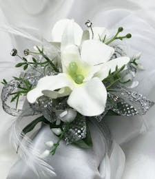 White Orchid Corsage (Silk)